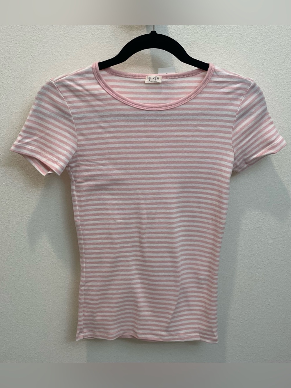 NWT John Galt Brandy Melville Cotton Pink Stripe Preppy Short Sleeve Tee